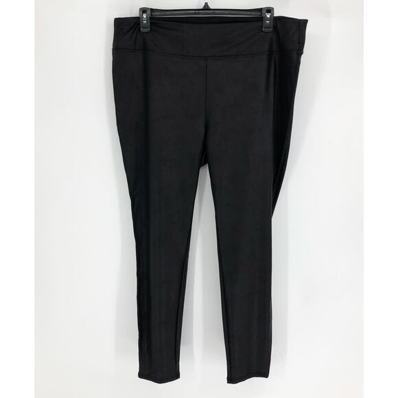 NYDJ Pull-On Skinny Legging Pants 2X PLUS Black Metallic Coated Faux Leather - Picture 3 of 10